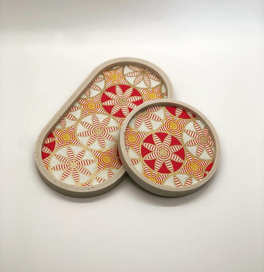 Oval Trinket Tray - Flower Pattern