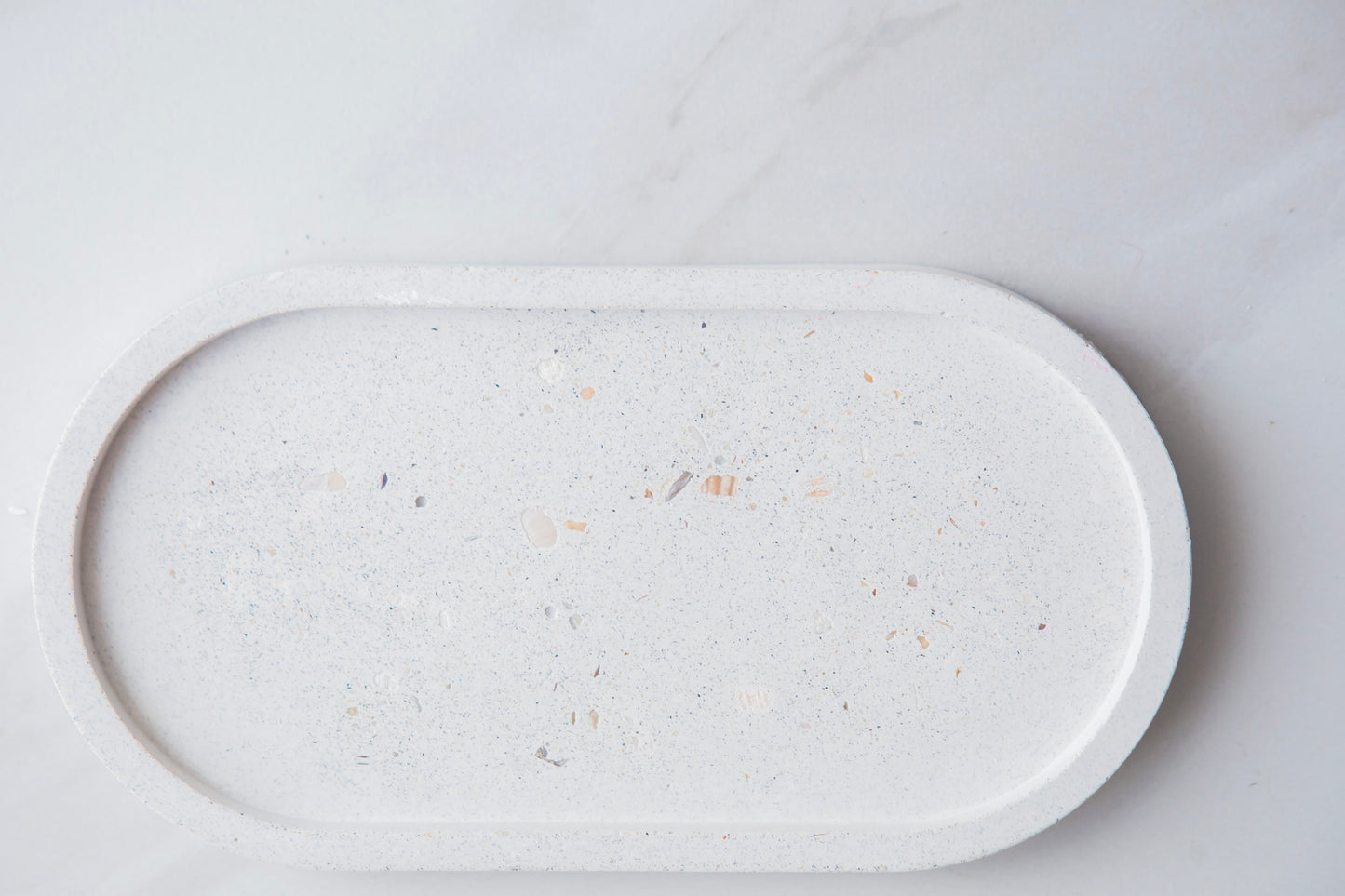 Sand Speckled White Oval Tray