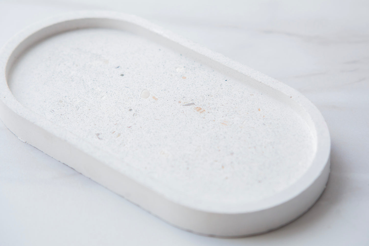 Sand Speckled White Oval Tray